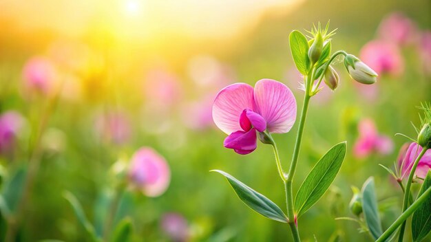 pink pea flower in the field wildflower bloom