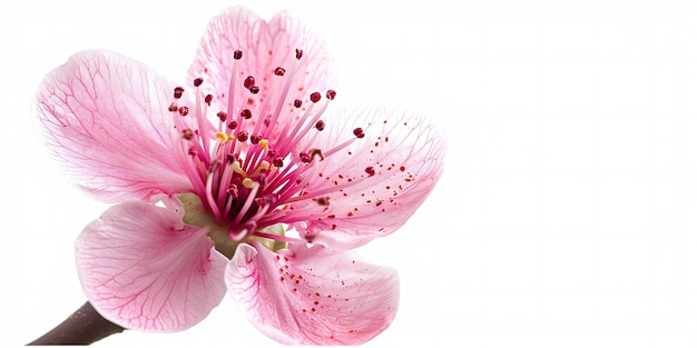 pink peach blossom flower isolated with white background