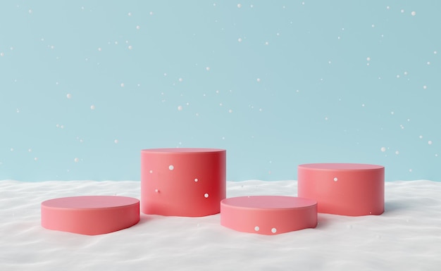 Pink pedestals under white snow