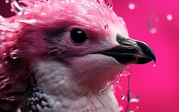 Pink penguin portrait Illustration Generative AI