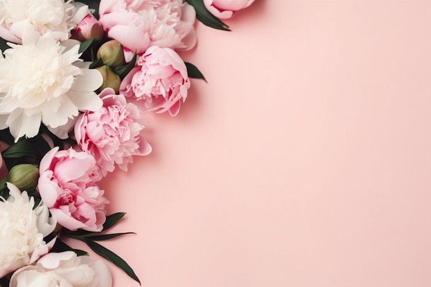 Pink peonies on a pink background mothers day background