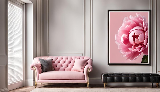 Pink peony frame