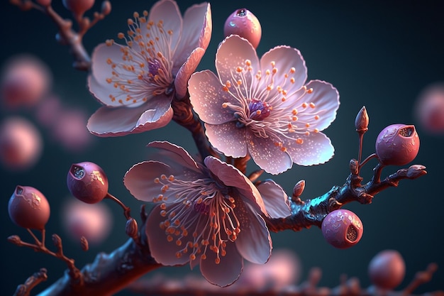 Pink Perfection Stunning Cherry Blossom in Full Bloom Focus created with Generative AI