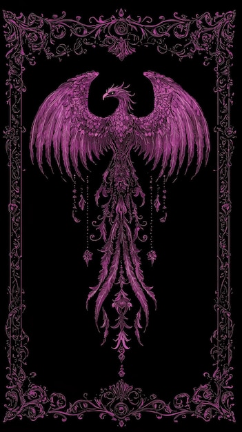 Pink Phoenix in an Ornate Frame