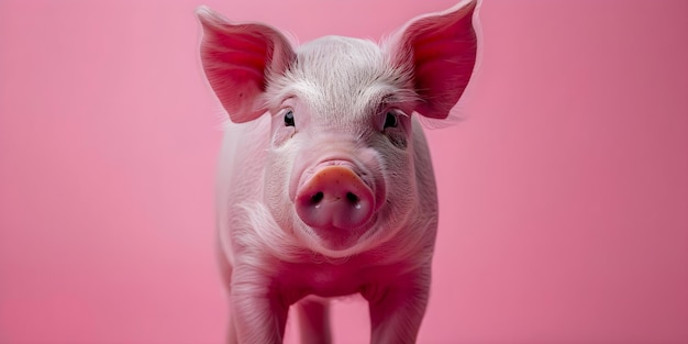 A Pink Pig Surrounded by Vibrant Monochromatic Pink Palette Concept Monochromatic Pink Vibrant Colors Pig Photoshoot Animal Photography Pink Aesthetic