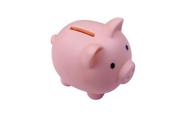 Pink piggy bank isolated on white background