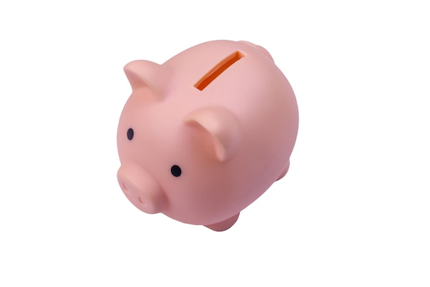 Pink piggy bank isolated on white background