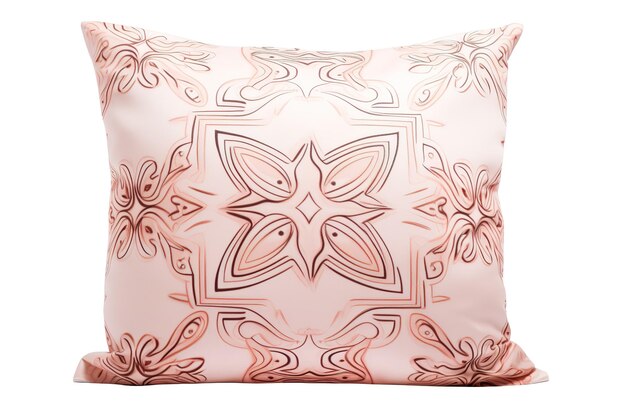 A Pink Pillow With Intricate Geometric Patterns on White or PNG Transparent Background