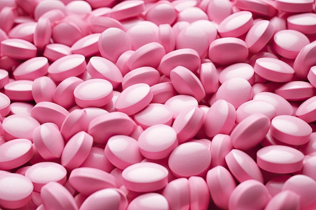 pink pills macro close up background high quality big size printout A lot of pink medicine pills AI Generated