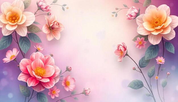 a pink and pink floral background with a heart in the middle