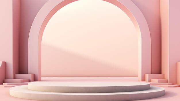 a pink and pink image of a pink building with a pink and white design