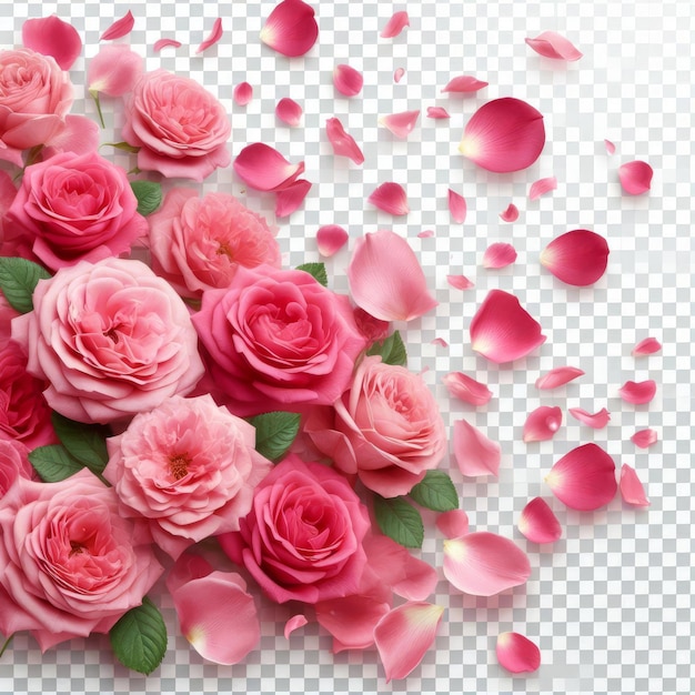 a pink and pink rose is surrounded by petals