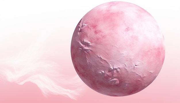 Pink Planet Side View on White