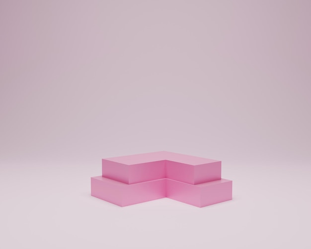 Pink podium minimal pedestal product display on light pink background 3d rendering