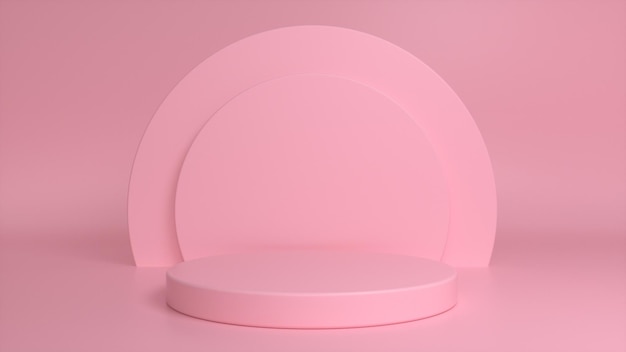 Pink podium pedestal on a pink background Premium Photo