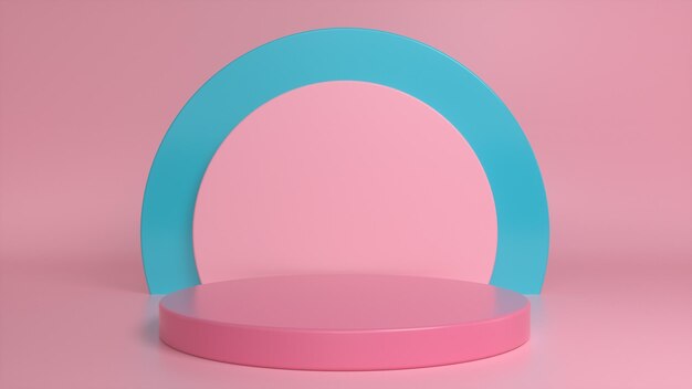 Pink podium pedestal on a pink blue background Premium Photo