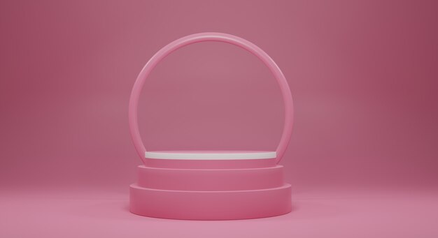 Pink podium on pink background 3d rendered. empty podium for product 3d render