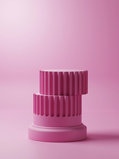 Pink podium for product presentation Premium illustration with abstract geometry and soft light and