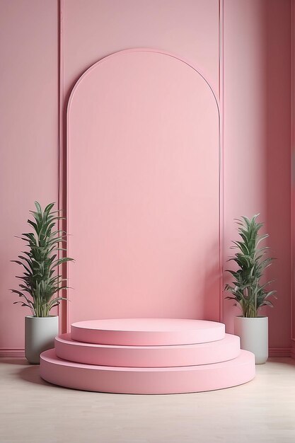 Pink podium in room for mock up