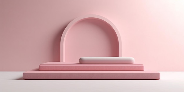 Pink podium stage display product minimalist by generative AI tools