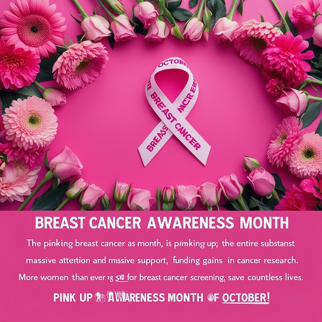 a pink poster for breast cancer month