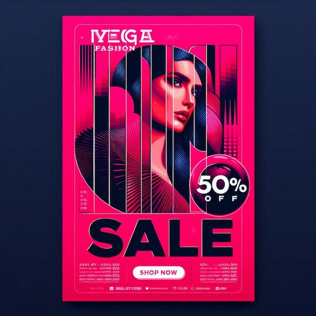 Photo a pink poster for a super sale with a woman on it