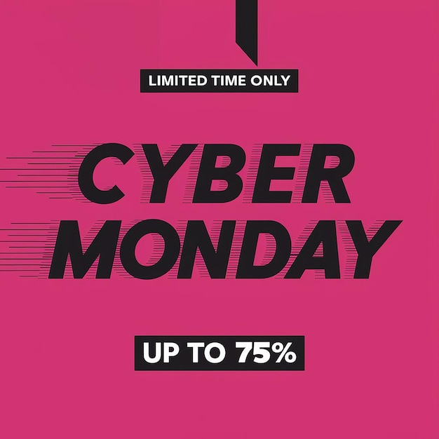 Photo a pink poster that says cyber monday on it