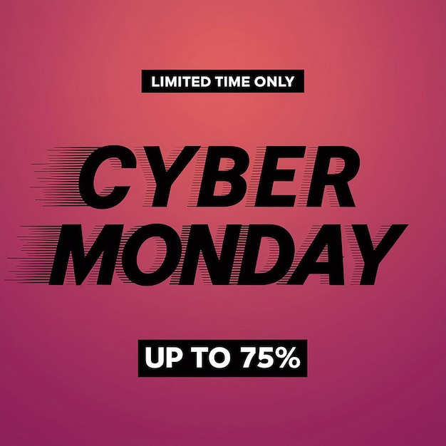 Photo a pink poster that says cyber monday on it