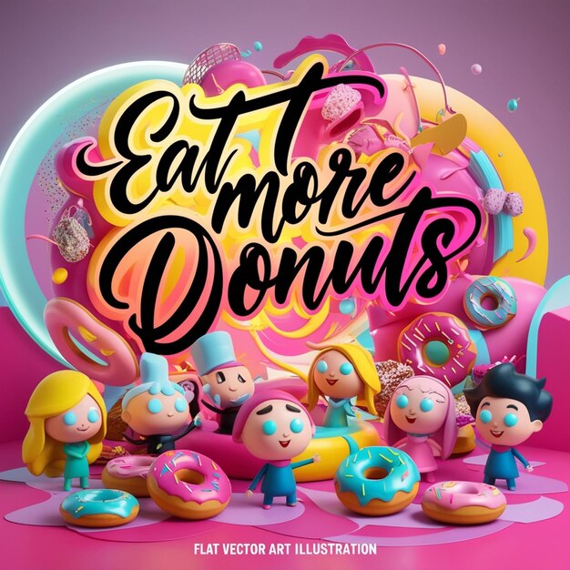 Photo a pink poster with a pink background with a bunch of donuts