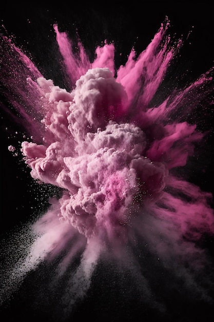 Pink Powder Explosion on Black Background