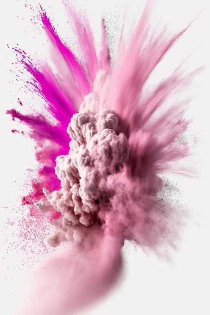 Pink Powder Explosion on White Background