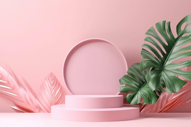 Pink product mockup podium