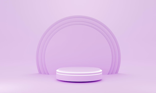 Pink purple geometry pedestal for display Empty product stand with a geometrical shape minimal style 3d render illustration