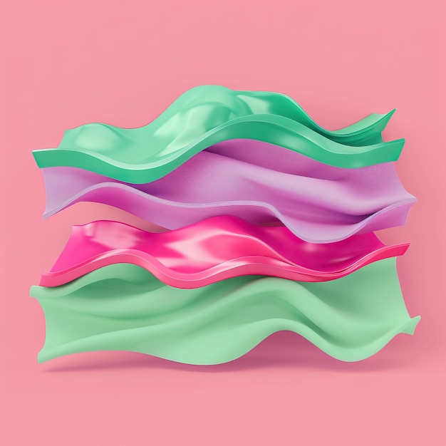 Pink purple and green abstract 3D shape