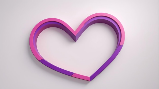 Photo pink and purple lines form a love symbol on a white background