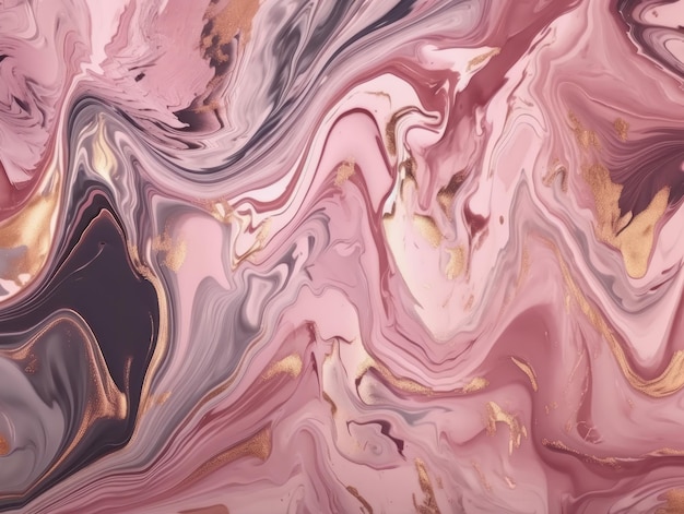 A pink and purple marble painting with a pink background.