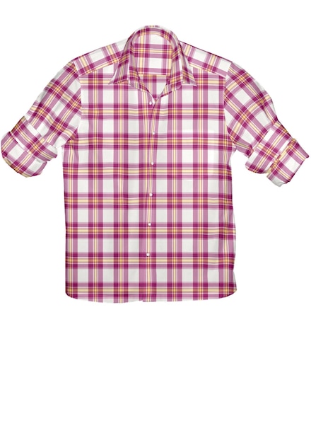 A pink and purple plaid shirt with the word love on it