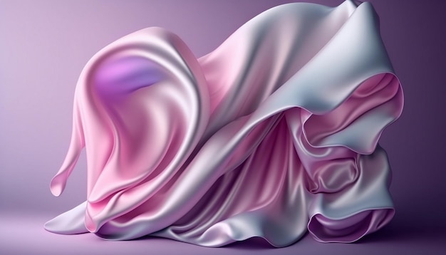 A pink and purple silk fabric with a white ribbon.