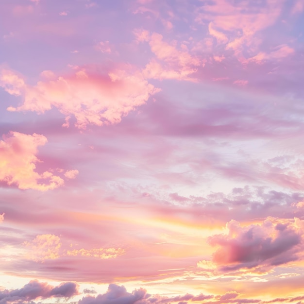 Photo pink and purple sunset sky with clouds