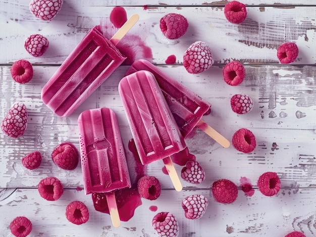 Photo pink raspberry frozen treats