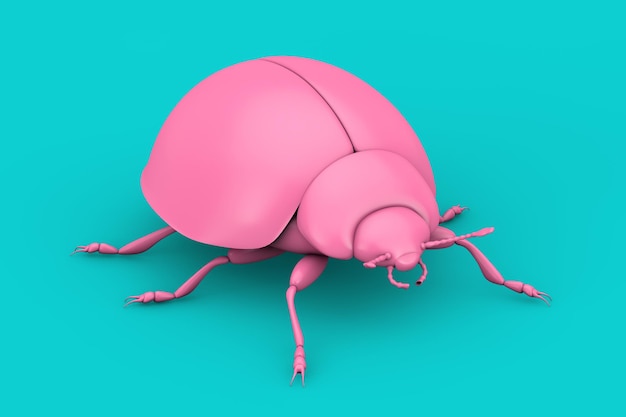 Pink Realistic Beautiful Ladybird in Duotone Style 3d Rendering