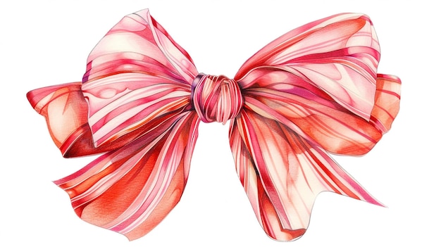 a pink and red butterfly with a ribbon on it