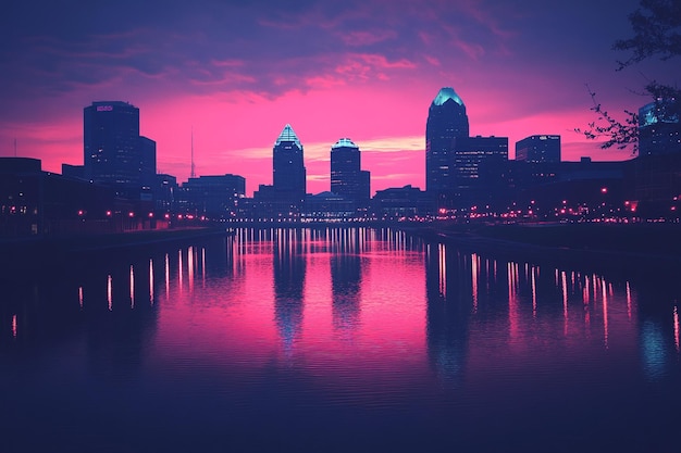 Photo pink red sunrise over louisville kentucky aerial city downtown at dawn