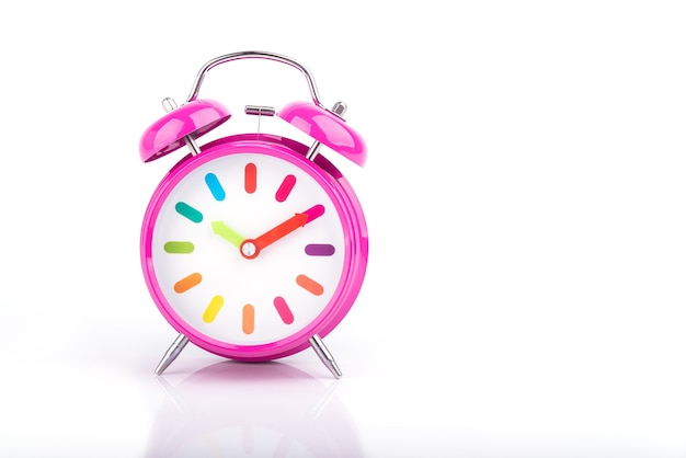 Pink retro Alarm clock isolated