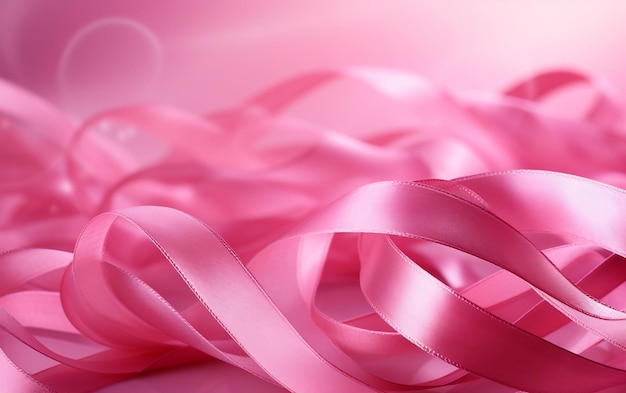 Pink ribbon breast cancer on pink background World Breast Cancer Day