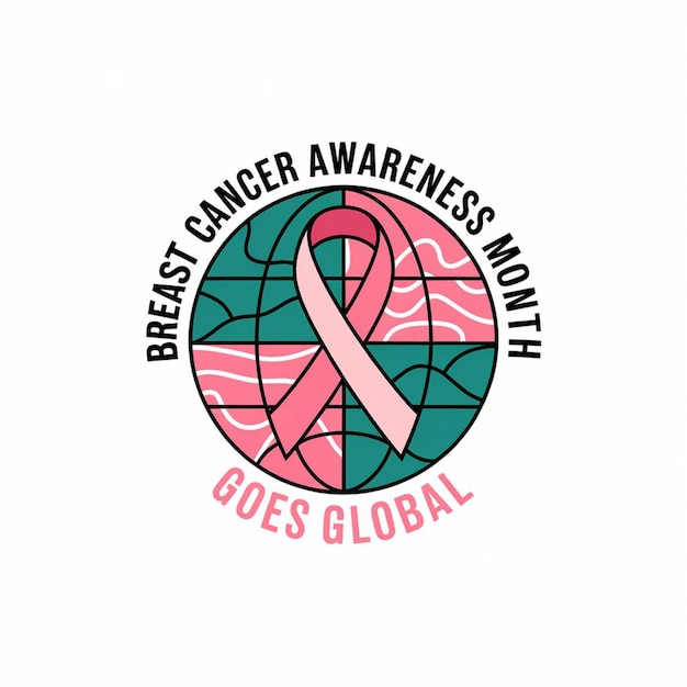 Photo a pink ribbon is around the earth and says  breast cancer awareness