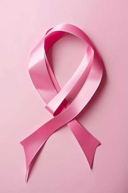 Pink ribbon on pink background