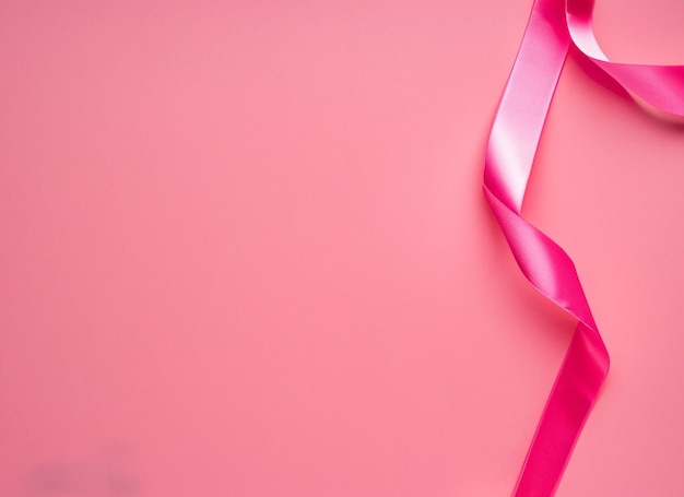 Pink ribbon on pink background