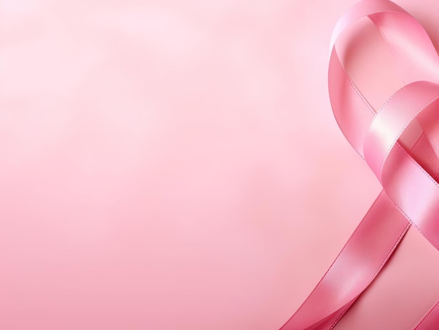 a pink ribbon sits on a background