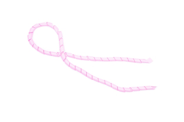 Pink ribbon twist spiral.isolated on white background. pink ribbon breast cancer concept.